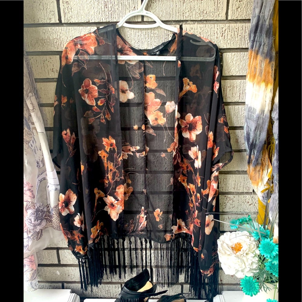 Floral boho coverup or shawl
